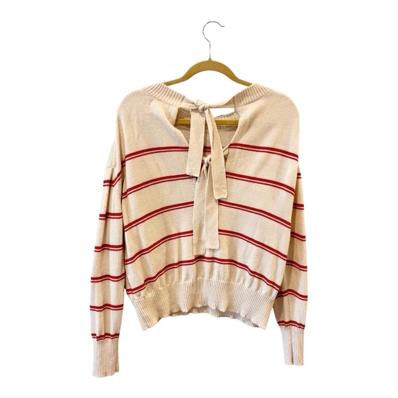 McGuire Cream and Red Stripe Tie-Back Merino Wool
Sweater Women’s Medium - Picture 1 of 5